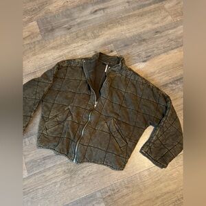 Quilted Dolman Free People Jacket in Olive Green (XS)